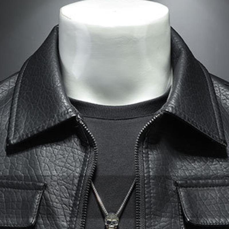 Padded Thick Male Casual Cardigan Autumn Winter Men Lapel Faux Leather Jacket Outerwear Fashion Streetwear Solid Motorcycle Coats