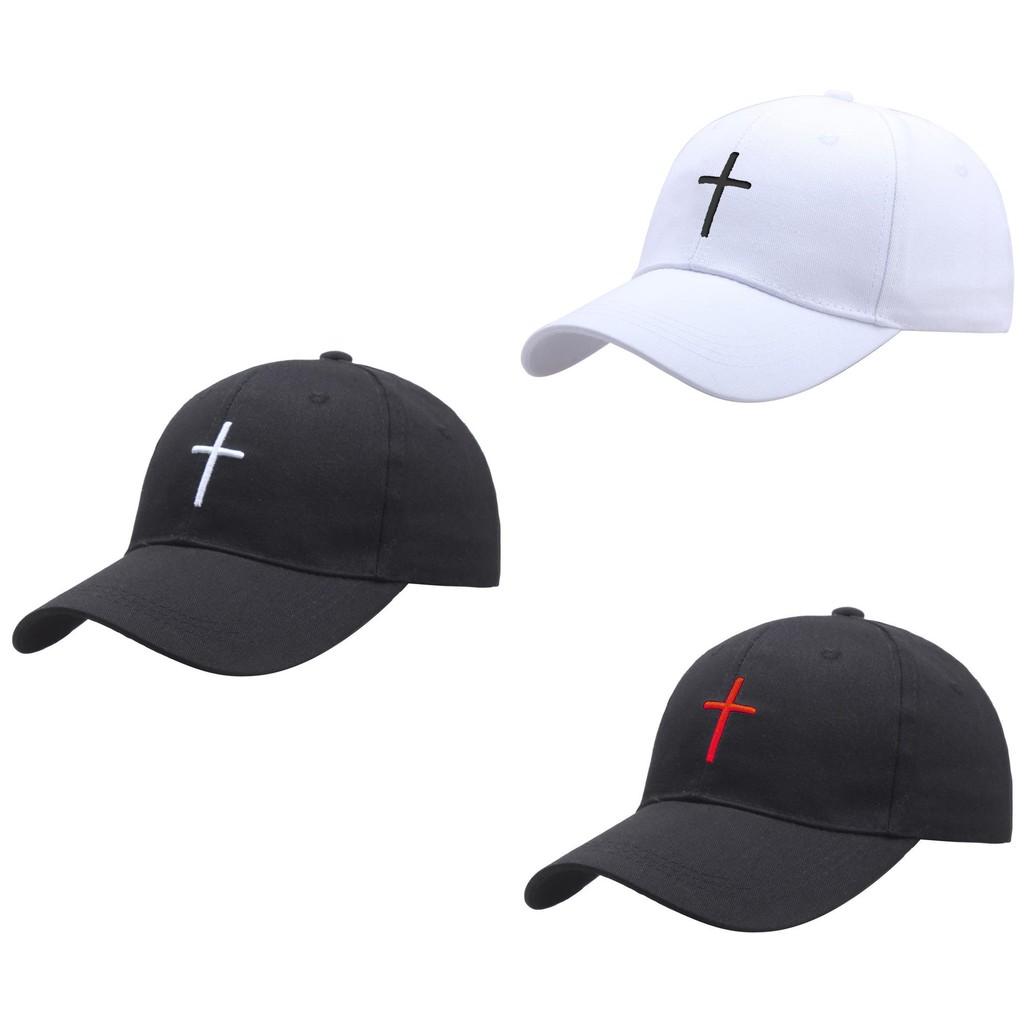 Cross Embroidery Hat With Adjustable Cotton Cap For Summer Outdoor Casual Wear