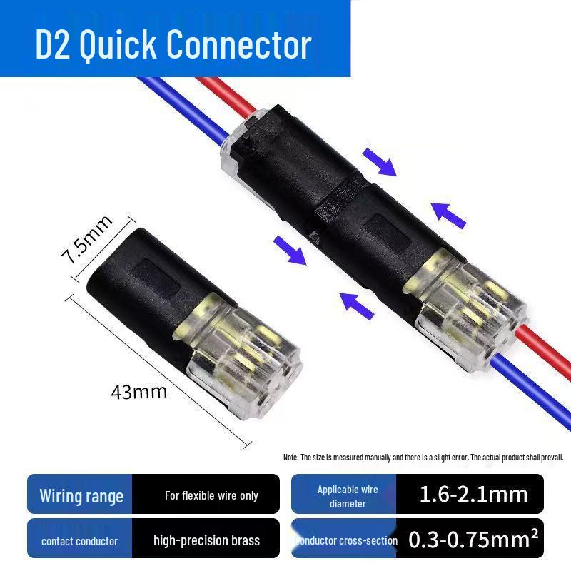 LED Solderless Interlocking Quick Connector for Double Wire Connections