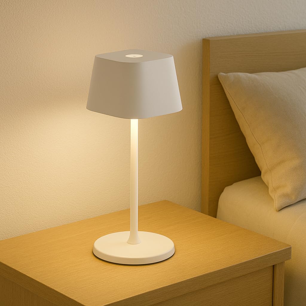 

Securit MALTA Table Lamp, White, Stylish, Cordless, Magnetic Rechargeable, Bedside Lamp with Stepless Dimming, LP-MT-WT