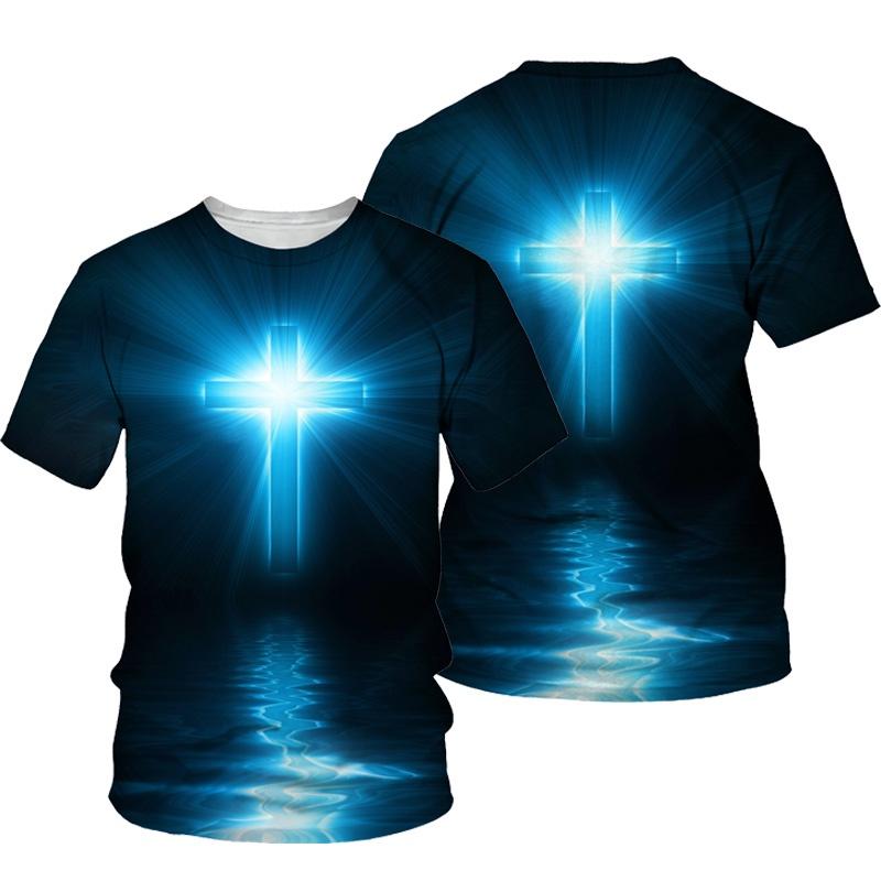 

Lucky Cross Jesus Religious T-Shirt Чоловічі та жіночі 3D-друковані великі футболки з короткими рукавами Street Harajuku Fashion Top 5XL