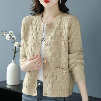 Fashion Single-Breasted Knitted Solid Short Sweater Jacket Women's Autumn Cardigan Sweater Jacket Loose Knit Cardigan Top