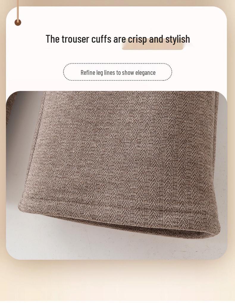 Mid-aged and Elderly Women's Fleece-Lined Straight Leg Pants - Elastic Waist, Autumn/Winter Casual Wear