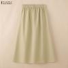 ZANZEA Women Casual Solid Color Loose Midi Skirts