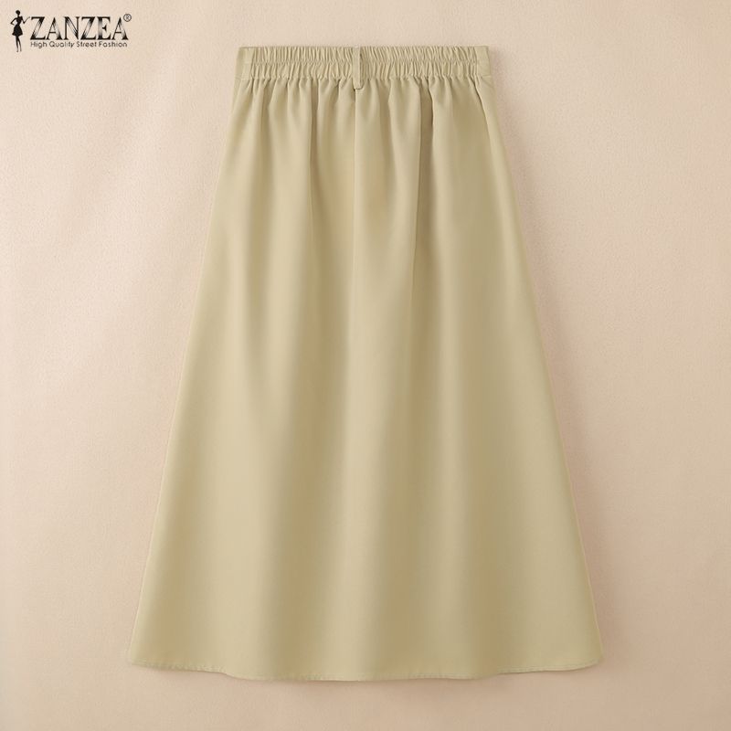 ZANZEA Women Casual Solid Color Loose Midi Skirts