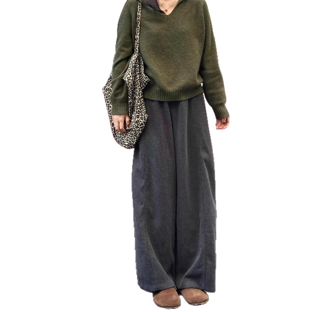 Women's Autumn High Street Wide-Leg Sweatpants - Trendy Loose Floor-Length Design