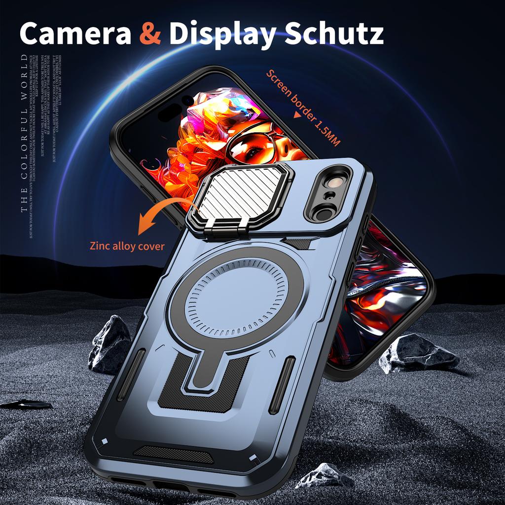 For IPhone 11 12 13 14 15 16 17 Pro Max Air XR 16E 16 Plus Lens Cover Bracket Wireless Charging Magnetic Back Cover Phone Case
