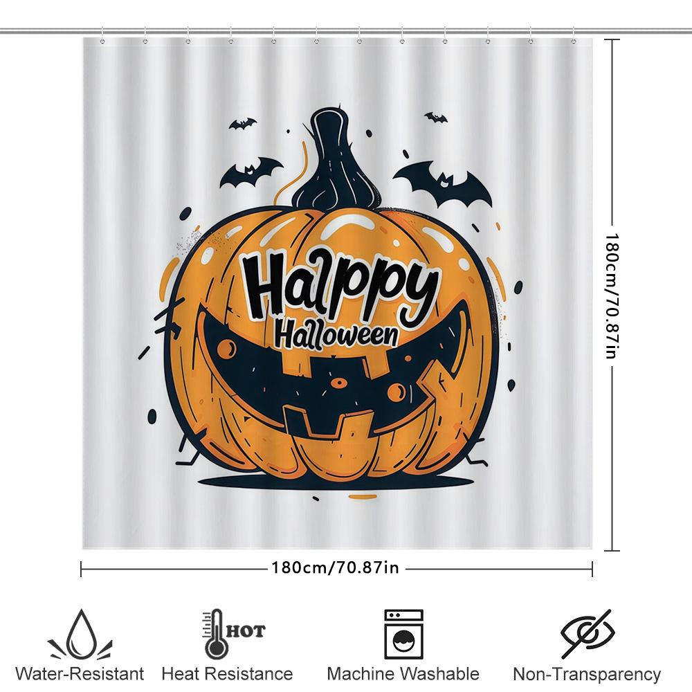 Halloween Pumpkin Shower Curtain Halloween-Themed Bathroom Decor Happy Halloween Waterproof Curtains For Home Decoration