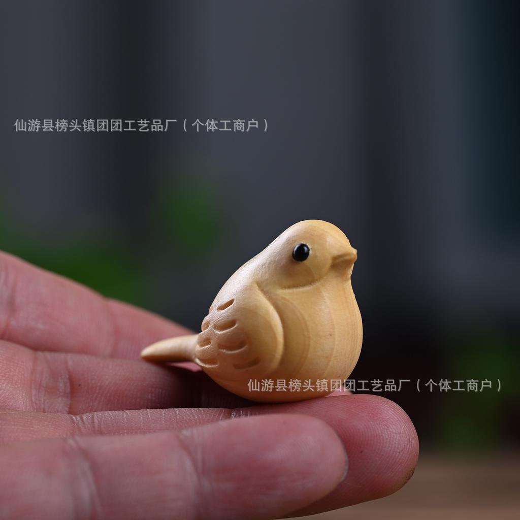 Magpie Creative Bird Wood Carving Cute Pet Handicrafts Small Ornaments Wood Carving Wooden Zodiac  Decorative Figurines
