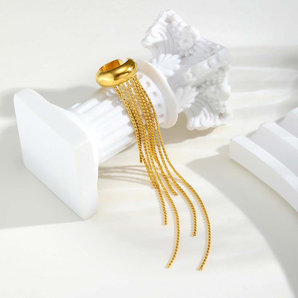 Stainless Steel Tassel Ear Bone Clip for Women,Gold Color Fake Piercing C-shaped Cartilage Ear Clip,Ear Cuff Jewellery Gift