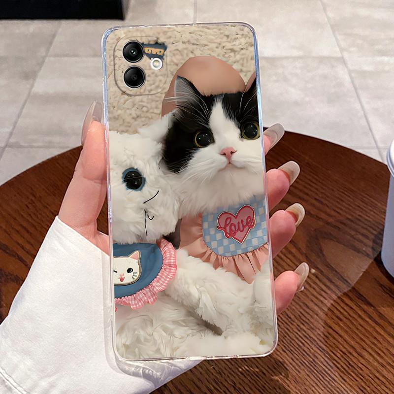 For Samsung Galaxy A04e A04 Case For Samsung A05 Coque Samsung A07 4G Capa Clear Silicon Soft TPU Back Cover Cute Cat Phone Case