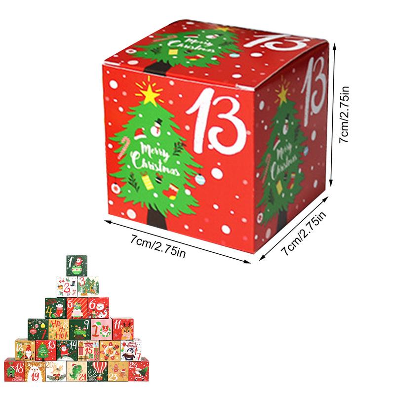 24pcs Christmas Advent Calendar Boxes Kraft Paper Candy Box 24 Days Advent Calendar Boxes Paper Advent Countdown Gift Boxes