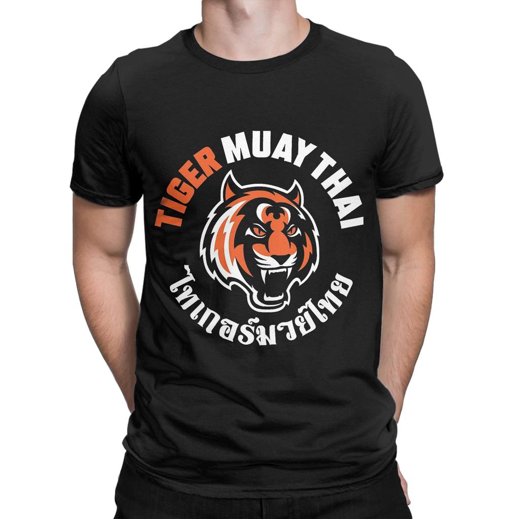 Tiger Muay Thai 100 Cotton T Shirt for Men's Summer  Vintage T-Shirts Crew Neck Trendy Cool Tee Shirt Plus Size Casual Tops