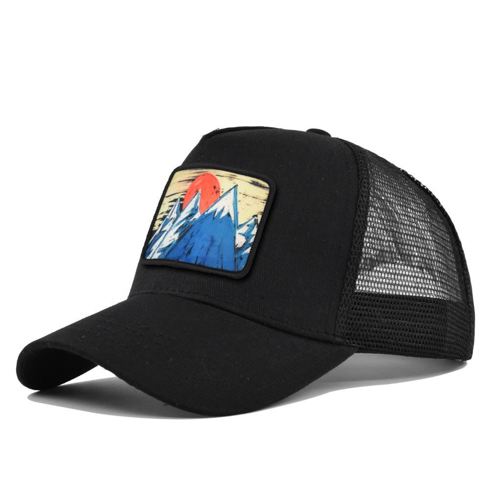 Embroidered Hill Peaked Cap Animal Embroidered Mesh Baseball Cap Embroidered Brim Hat Summer Sunshade Mesh Hat