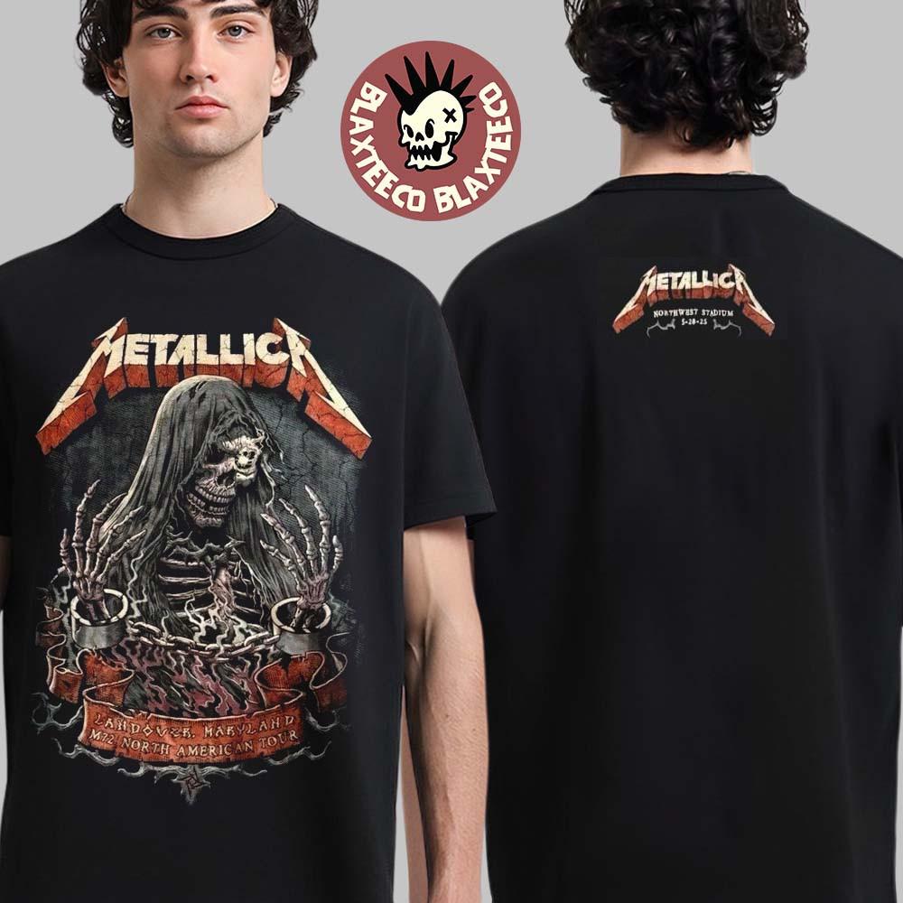 Metallica M72 Tour 2025 Landover May 28 Chained Skeleton Two Sided Unisex T-Shirt XXXXL