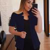 Women S Solid Color Short Sleeve Blazer Casual Office Jacket