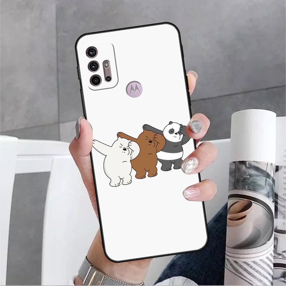Roztomilé pouzdro We Bare Bears pro Motorola G30 G60 Edge 20 G9 G22 G8 Power G31 G500 G50 30 Pro Black Capas pro měkký telefon