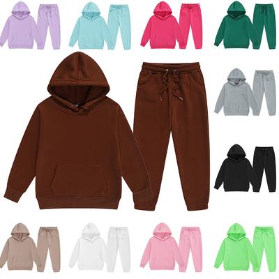 Winter Kinder Mit Kapuze Trainingsanzug Jungen Mädchen Kleidung Anzug Solide Plüsch Sweatershirt und Hosen