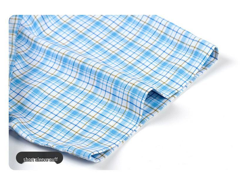 Men's Plus Size Short Sleeve Plaid Oxford Cotton Shirt