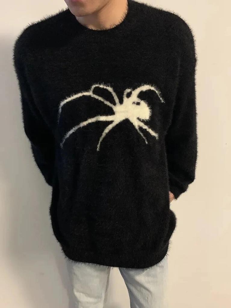 Spinnenpullover für Damen, Pull-Strickwaren, Vintage-Pullover, koreanische Winterkleidung, Strickpullover, lässig, übergroß, Y2k-Pullover für Männer