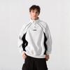 2025 Trendy Hong Kong Style Color Block Polo Shirt with Embroidery Lettering - Men's Retro Loose Hoodie