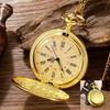 Orologio da tasca circolare dorato da uomo Orologio da tasca al quarzo con catenella vintage Regalo souvenir
