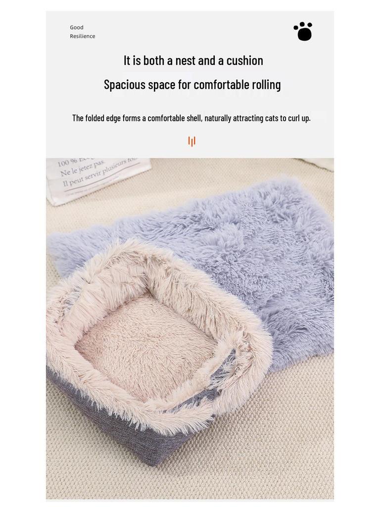Dual-Use Fleece Pet Bed: Warm Cat Nest & Dog Mat for Autumn/Winter