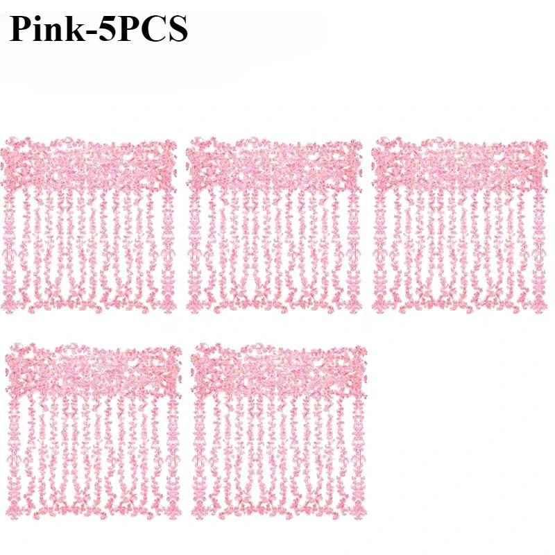 1-10PCS 180cm Artificial Cherry Blossom Garland Fake Flower Vine Wall Hanging Decor Wedding Party Backdrop Home Garden Decor