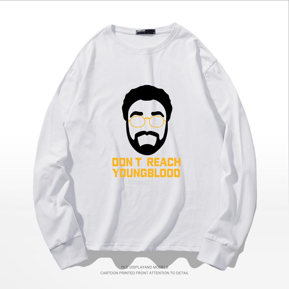 European and American trendy brand long-sleeved t-shirt male Uncle Drew avatar t-shirt spring and autumn printing round neck pure cotton loose
