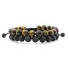 European-American White Turquoise & Lava Stone Double Layer Adjustable Bracelet