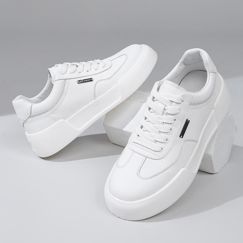 Herbst 2025 Vielseitige Lässige Herren-Leder-Skate-Schuhe, Weiß mit Dicker Sohle (Stil 5332)