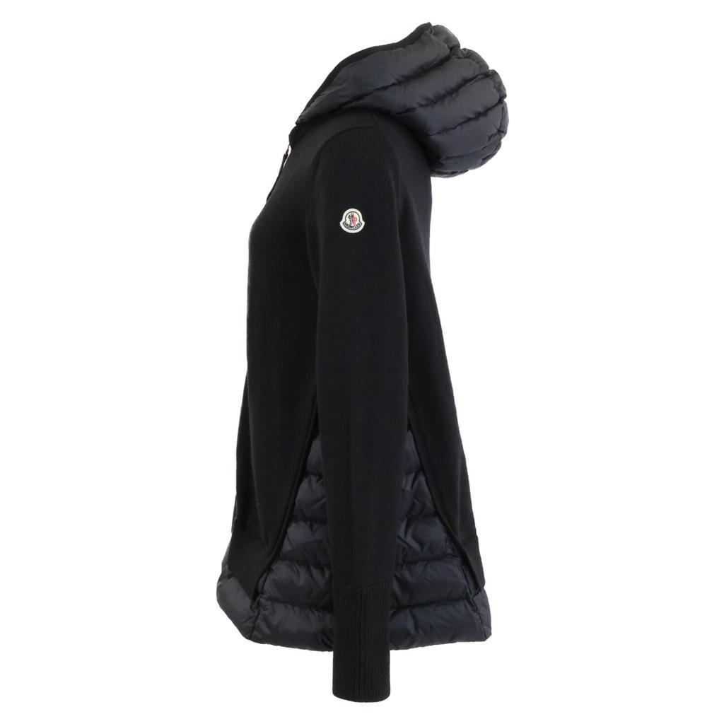 Moncler [Good Condition] D20939487700 MAGLIONE TRICOT CARDIGAN Knit X Nylon Switching Hoodie Down Blouson/ Jacket S blackUsed