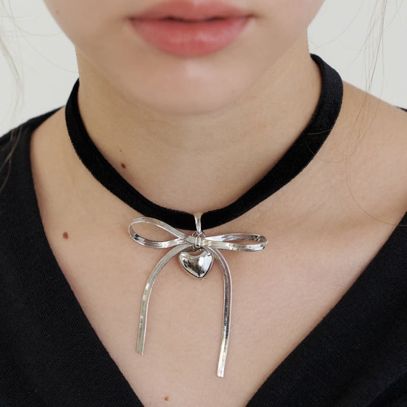 GETMEBLING Ribbon&heart Choker