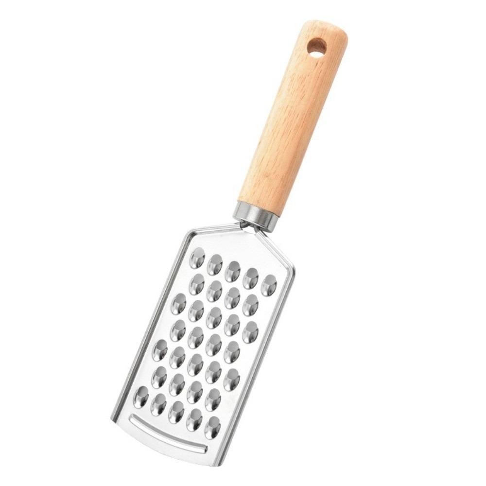 Stainless Steel Cheese Grater Handheld Non-Slip Cheese Grater Flat Quickly Wooden Handle Lemon Zester for Kitchen Accessories
