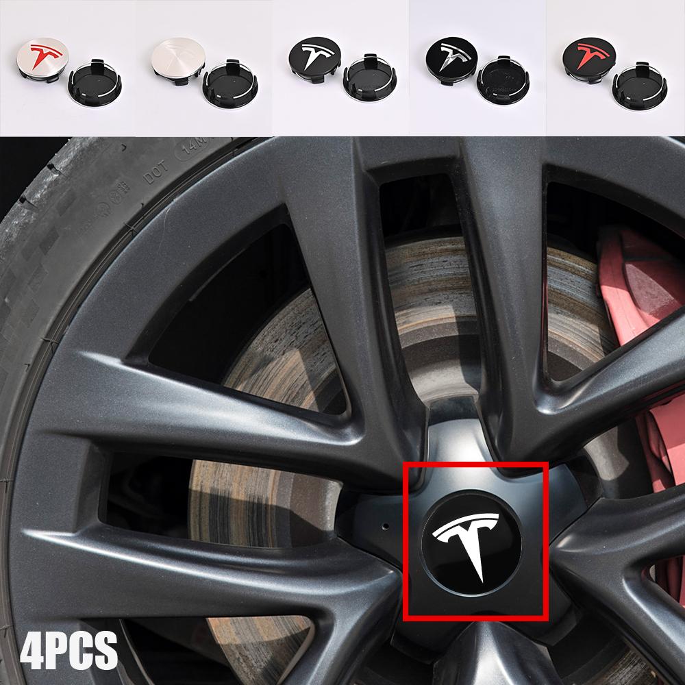 Tesla Car Accessory genuine Model 3/Y/S/X 4PCS 56MM Emblem Hub Caps - Car Wheel Center Rims Cover