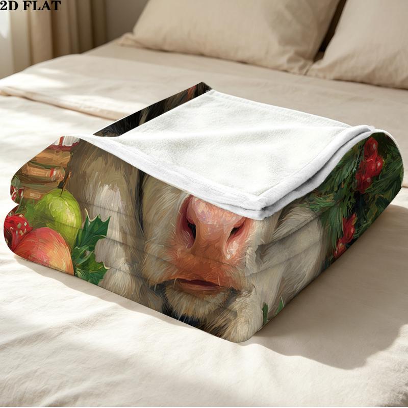 Weihnachtstiere Bedruckte Flanelldecke, weicher Überwurf für Schlafzimmer Sofa, waschbar, Weihnachtsgeschenk, tolles Geschenk.