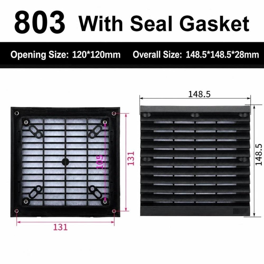 Black Vent Grille Waterproof Louver Vent Air Ventilation System Fan Grille Electric Cabinet