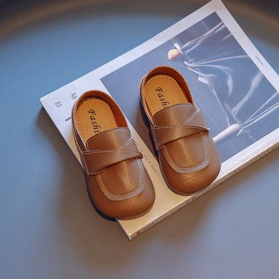 Solid Color Flat Boys Simple Leather Shoes Children's Fashion Spring New 2024 Casual Girls Japanese Boat Shoes Classic Kids PU