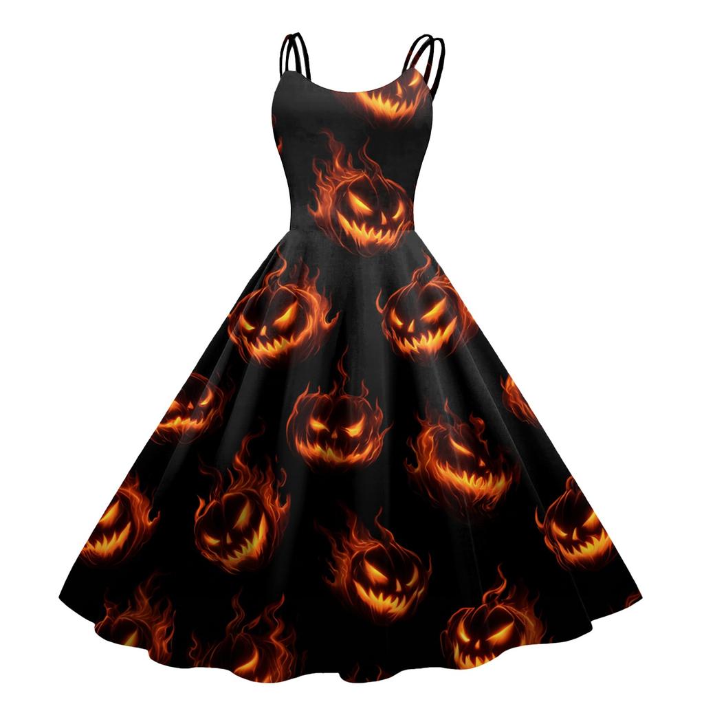 Dámské sexy šaty s potiskem Halloweenu, odhalující ramena, punkový vintage styl