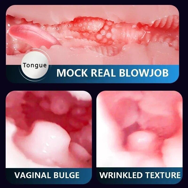 Automatic Male Masturbation Penis Trainer Electric Clamp Realistic Vagina Mouth Blowjob Dual Channel Masturbation Cup Sex Toys
