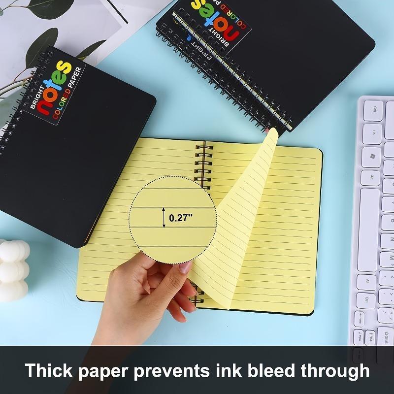 4 Cadernos Espiral 5 X 7 polegadas Caderno de Linhas Universitárias Capa de Mylar 7 Cores Vivas Neon Papel Pautado Memo