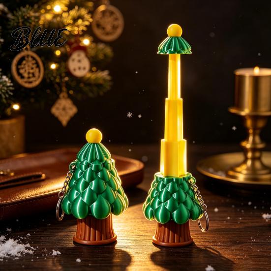 Xmas Tree Fidget Toy Retractable Christmas Longsword Toy 3D Printed Stress Relief Holiday Decor Keychain Mini for Backpack Charm