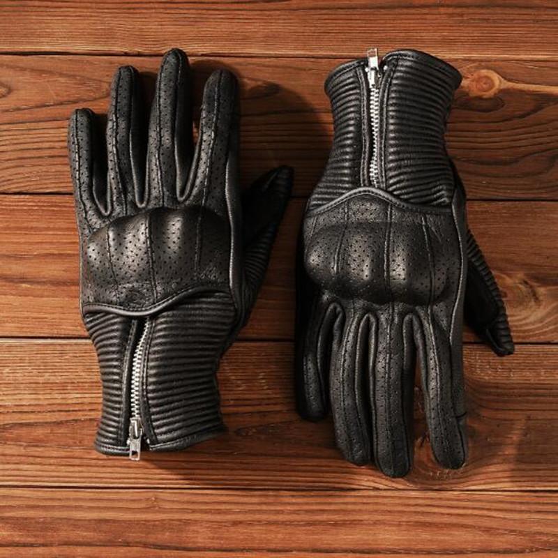 

Good Quality Outdoor Motorcycle Sport Vintage Leather Gloves Man Woman Autumn Winter Half Zipper Anti-slip Windproof Gloves S чёрный