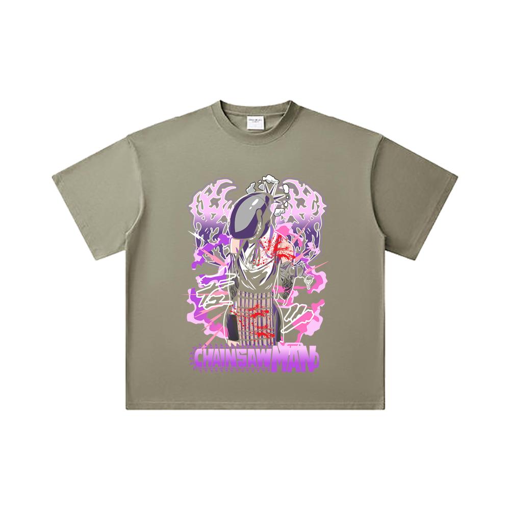 260 GSM Double Yarn 32 Count 100% Cotton Chainsaw Man V53 Reze Print Unisex Heavy Cotton T Shirt
