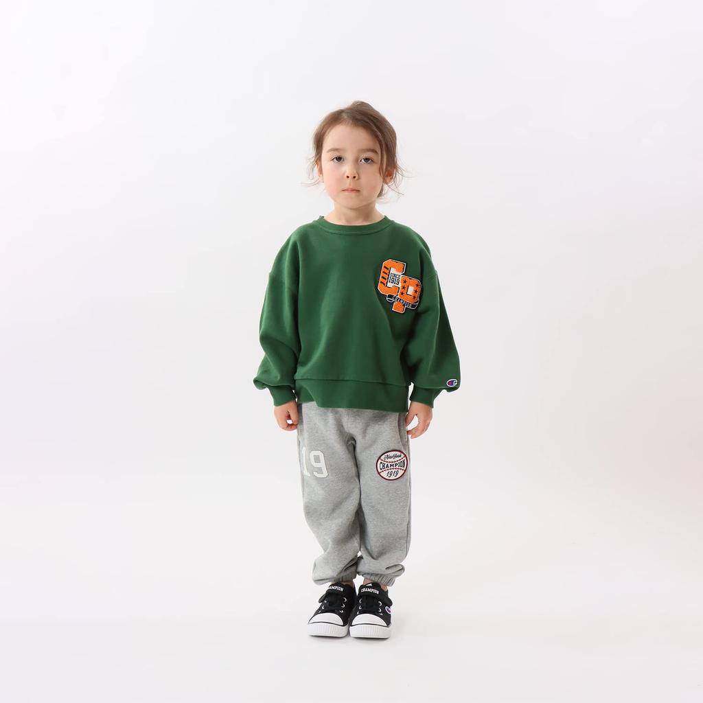 Sweatshirt Kids Long Sleeve Round Neck Cotton Loose Fit Graphic Logo Print Crew Neck Sweatshirt Boys Casual Dark Green [Champion] 100% CK-Y007