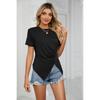 Summer Solid Color Loose Crew Neck Ruched Women's T-shirt Top for Amazon European American Cross-border Foreign Trade