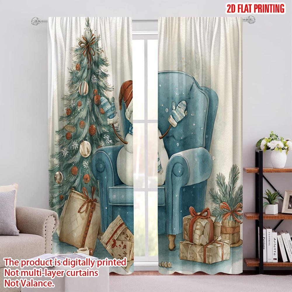 

2pcs,2D plane printing Curtain Popular Snowman & Snowflake Polyester Woven (without rod) Decorations Outdoor for Various Rooms, 52.50 × 116.00 cm 2 pcs
