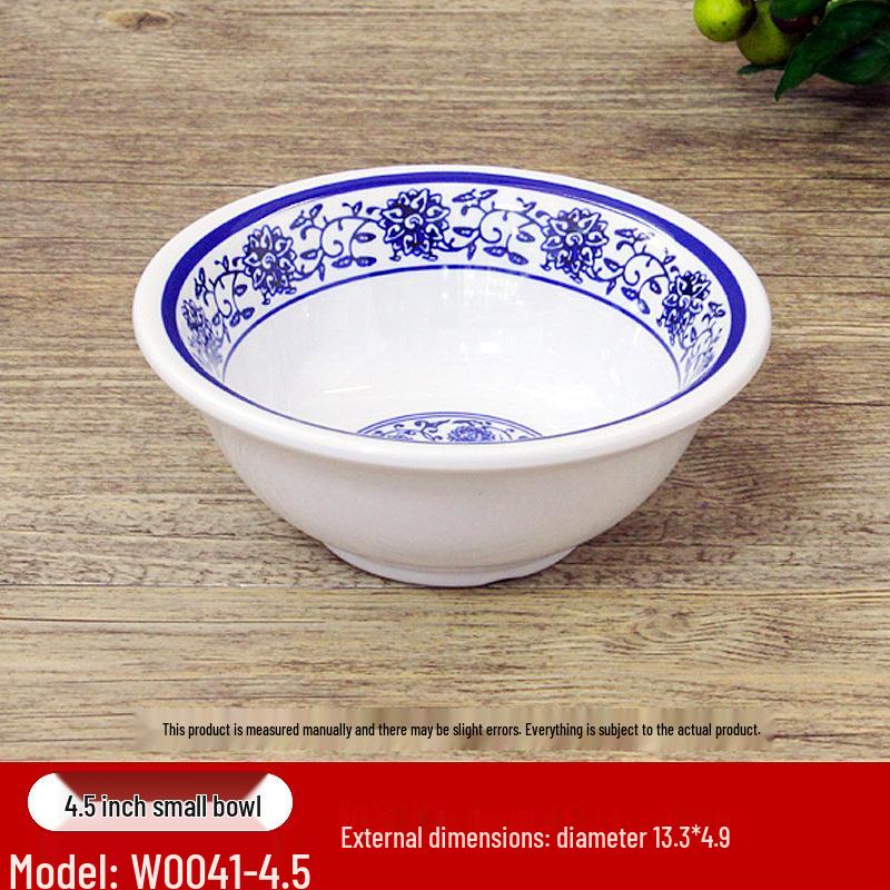 Retro Blue & White Melamine Dinnerware Set: Noodle & Soup Bowls, Plates for Restaurants & Noodle Shops