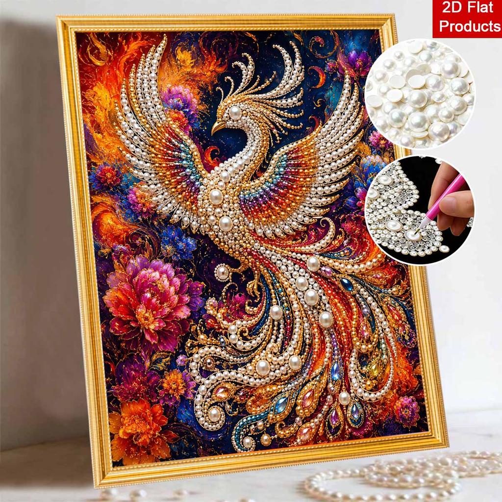 Glänzender Perlen-Majestätischer Phönix DIY-Malerei Kreative Perlenkunst Handwerk Haushalts-Wanddekoration Schönes Geschenk für Kunst-Hobbyisten Heim-Ornament