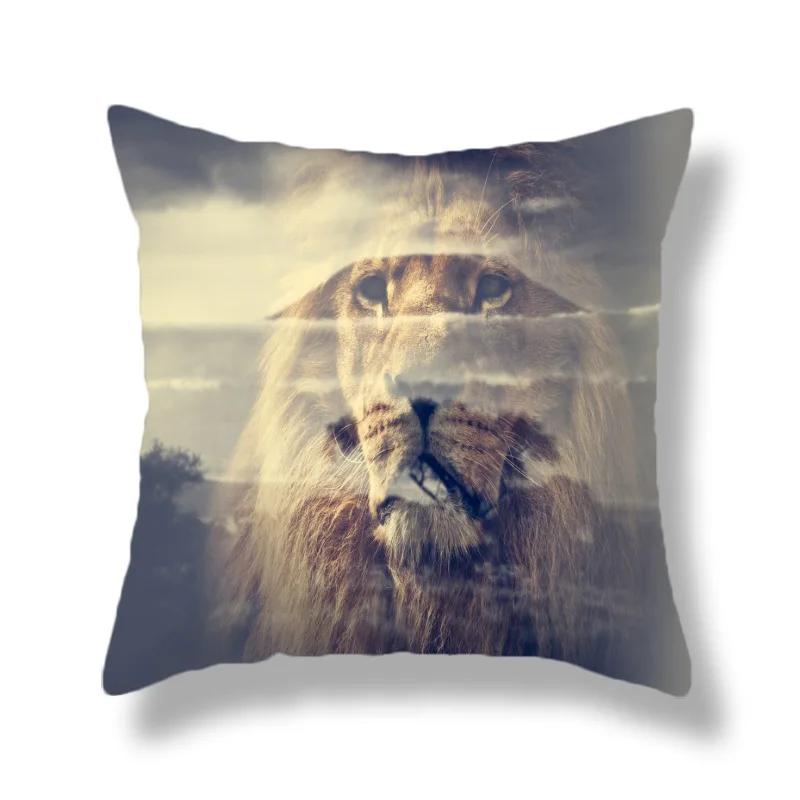 45X45CM Wild Animal Lion Tiger Cushion Pillow Cover Sofa Chair